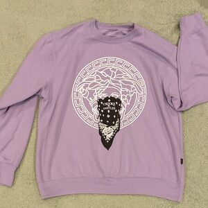 Mens Crooks & Castles Lilac Crewneck with White Medusa and Black Bandana 2X